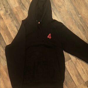 Black Pullover Hoodie with Red Logo